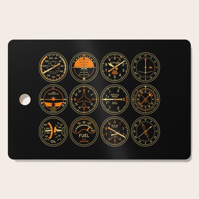 Aircraft Flight Instruments - Full Black Cutting Board Gallery Image 1