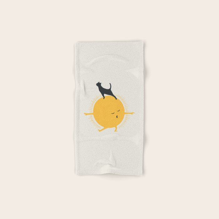 Good Meowâing 9 yoga warrior II Bath Towel Gallery Image 1