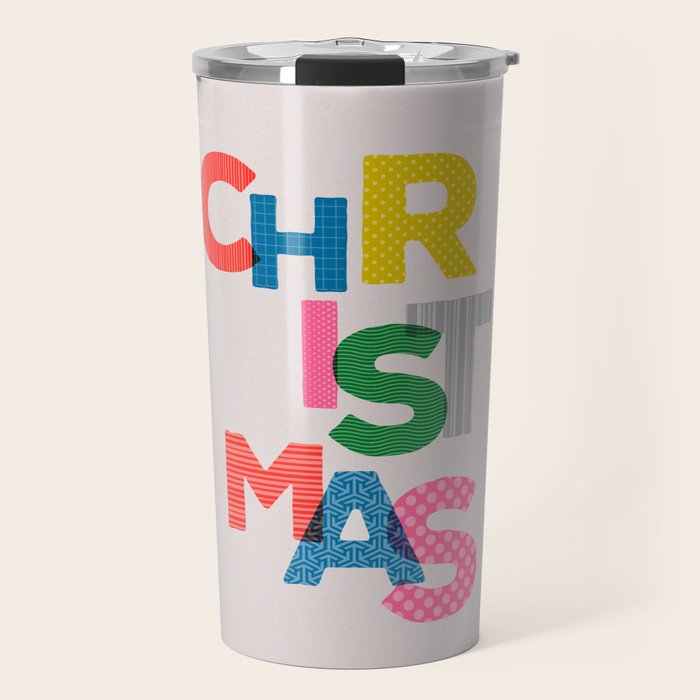 Christmas colorful typography Travel Mug Gallery Image 1