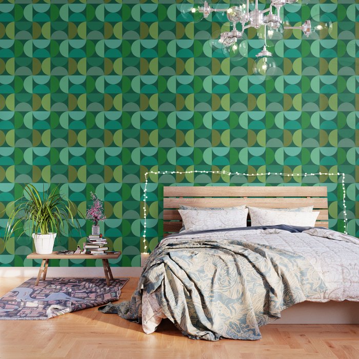 Mid Century Modern Shapes - Green Wallpaper Gallery Image 1