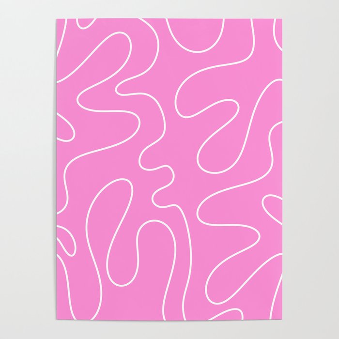 Bubblegum Pink Squiggle Abstract Pattern Poster Gallery Image 4