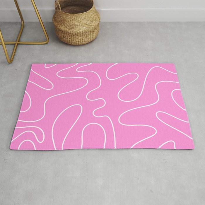 Bubblegum Pink Squiggle Abstract Pattern Rug Gallery Image 1
