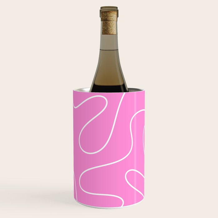 Bubblegum Pink Squiggle Abstract Pattern Wine Chiller Gallery Image 3