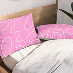 Bubblegum Pink Squiggle Abstract Pattern Pillow Sham Gallery Image 2