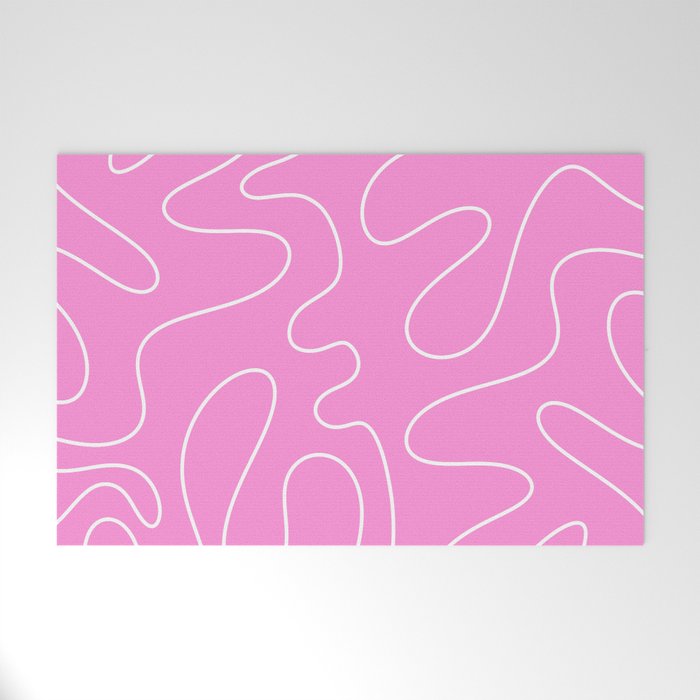 Bubblegum Pink Squiggle Abstract Pattern Welcome Mat Gallery Image 1