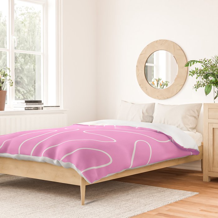 Bubblegum Pink Squiggle Abstract Pattern Duvet Cover Gallery Image 2