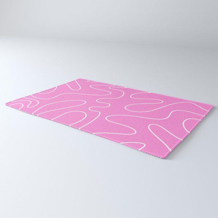 Bubblegum Pink Squiggle Abstract Pattern Rug Gallery Image 3