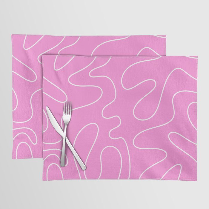 Bubblegum Pink Squiggle Abstract Pattern Placemat Gallery Image 1