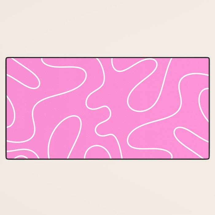 Bubblegum Pink Squiggle Abstract Pattern Desk Mat Gallery Image 3