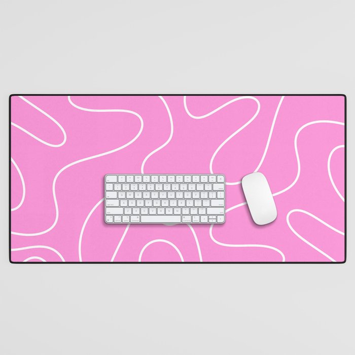 Bubblegum Pink Squiggle Abstract Pattern Desk Mat Gallery Image 1