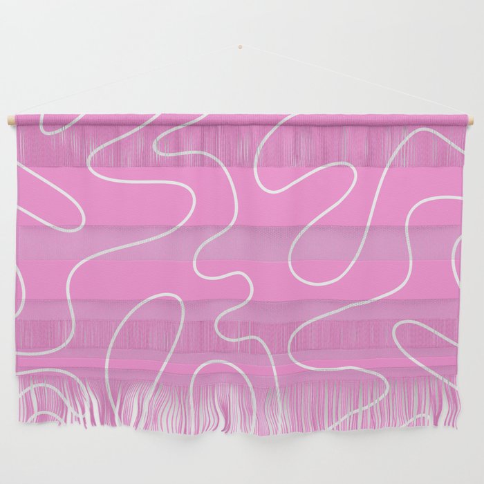 Bubblegum Pink Squiggle Abstract Pattern Wall Hanging Gallery Image 1