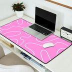 Bubblegum Pink Squiggle Abstract Pattern Desk Mat Gallery Image 2