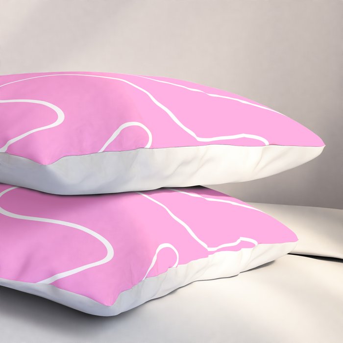 Bubblegum Pink Squiggle Abstract Pattern Pillow Sham Gallery Image 3