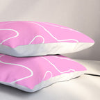 Bubblegum Pink Squiggle Abstract Pattern Pillow Sham Gallery Image 3