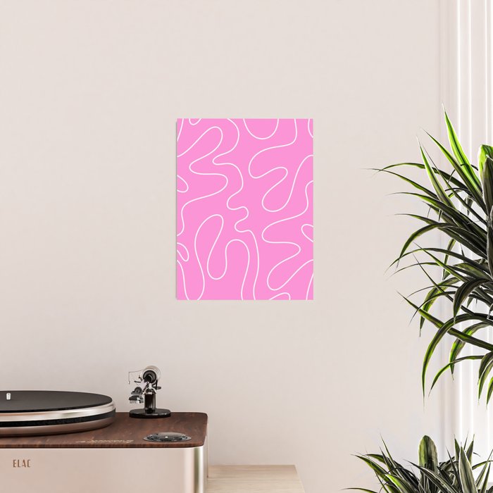 Bubblegum Pink Squiggle Abstract Pattern Poster Gallery Image 2