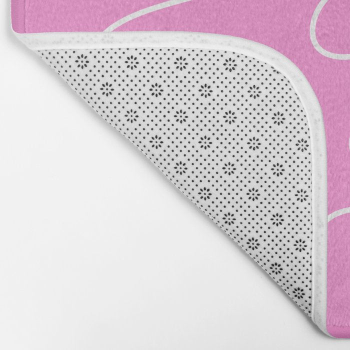 Bubblegum Pink Squiggle Abstract Pattern Bath Mat Gallery Image 2