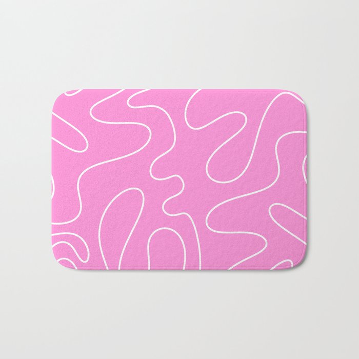 Bubblegum Pink Squiggle Abstract Pattern Bath Mat Gallery Image 1