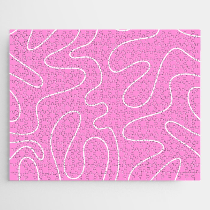 Bubblegum Pink Squiggle Abstract Pattern Jigsaw Puzzle Gallery Image 1