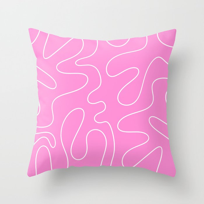 Bubblegum Pink Squiggle Abstract Pattern Throw Pillow Gallery Image 6