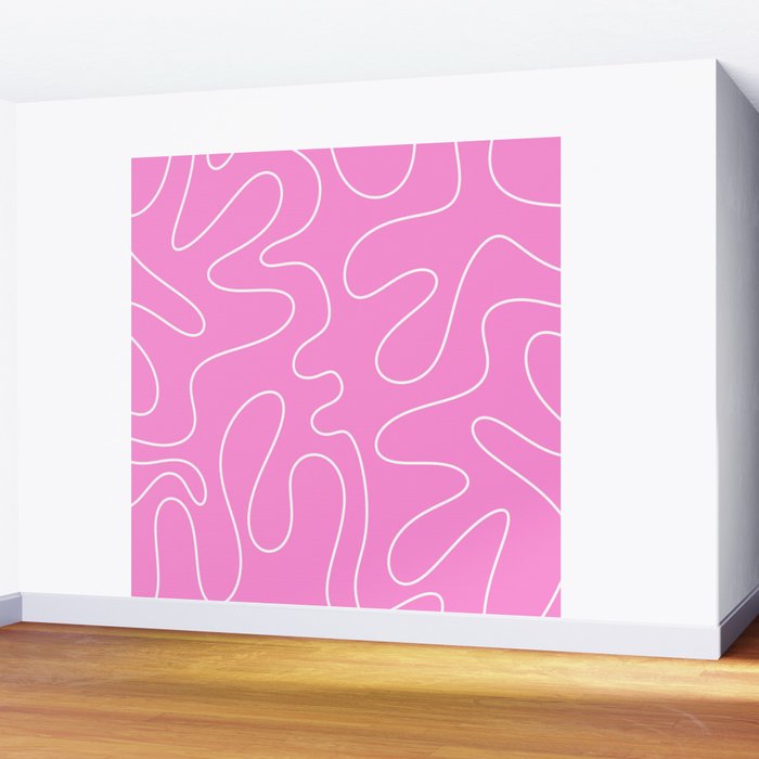 Bubblegum Pink Squiggle Abstract Pattern Wall Mural Gallery Image 2