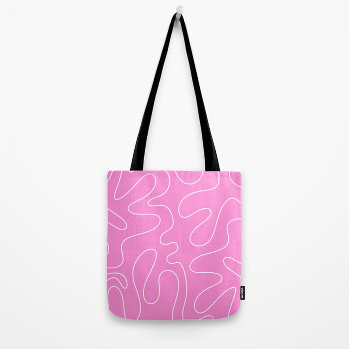 Bubblegum Pink Squiggle Abstract Pattern Tote Bag Gallery Image 2