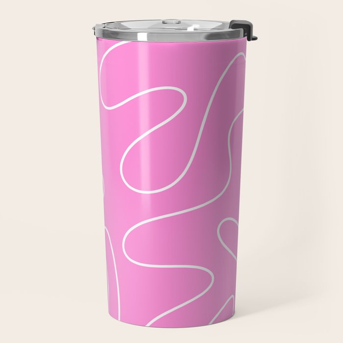 Bubblegum Pink Squiggle Abstract Pattern Travel Mug Gallery Image 2
