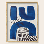 Colorful Mid Century Modern Abstract Fun Shapes Patterns Navy Blue Abstract Expressionism Serving Tray Gallery Image 1
