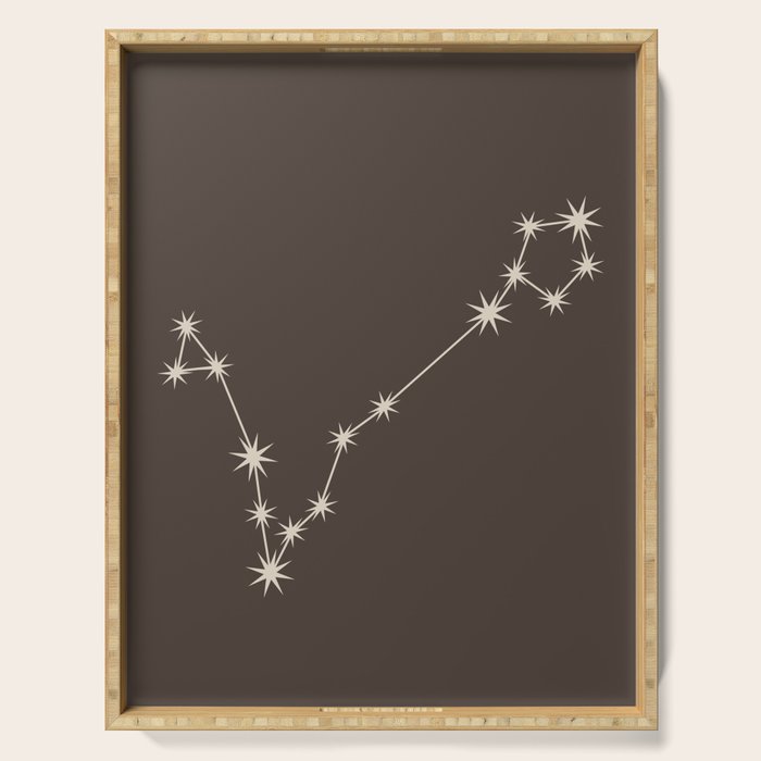 Pisces Zodiac Star Constellation Line Art Coffee Brown Serving Tray Gallery Image 1