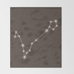 Pisces Zodiac Star Constellation Line Art Coffee Brown Throw Blanket Gallery Image 2