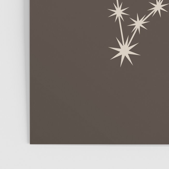 Pisces Zodiac Star Constellation Line Art Coffee Brown Poster Gallery Image 3