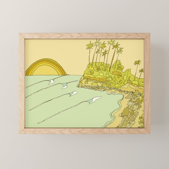 california surf view swamis // retro surf art by surfy birdy Mini Art Print Gallery Image 1