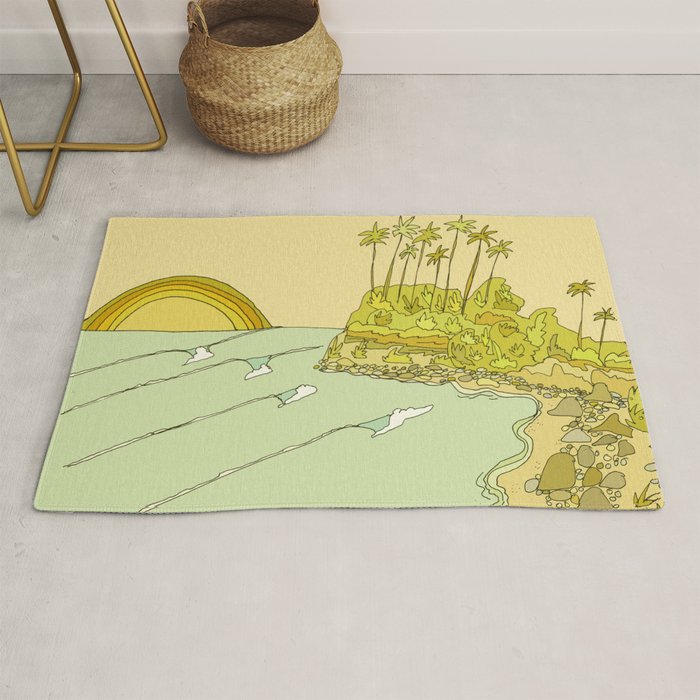 california surf view swamis // retro surf art by surfy birdy Rug Gallery Image 1