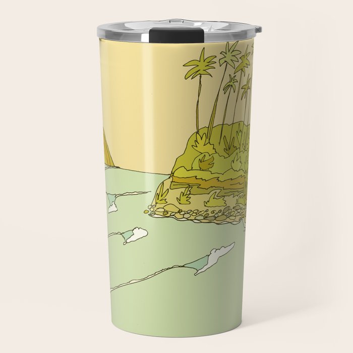 california surf view swamis // retro surf art by surfy birdy Travel Mug Gallery Image 1