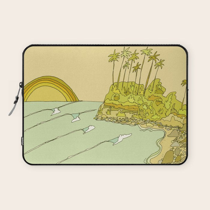 california surf view swamis // retro surf art by surfy birdy Laptop Sleeve Gallery Image 1