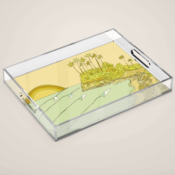 california surf view swamis // retro surf art by surfy birdy Acrylic Tray Gallery Image 1