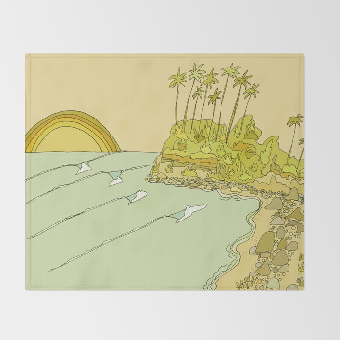 california surf view swamis // retro surf art by surfy birdy Throw Blanket Gallery Image 2