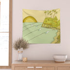 california surf view swamis // retro surf art by surfy birdy Wall Tapestry Gallery Image 2