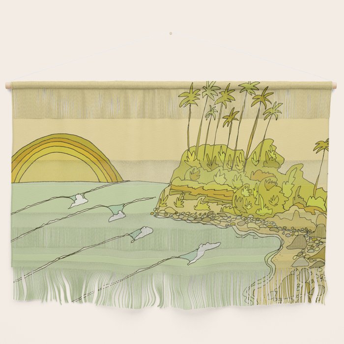 california surf view swamis // retro surf art by surfy birdy Wall Hanging Gallery Image 1