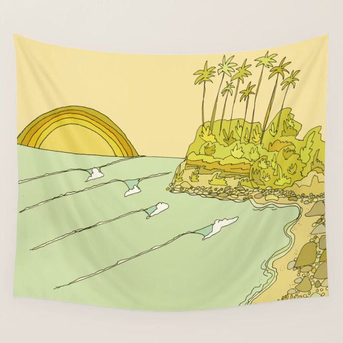 california surf view swamis // retro surf art by surfy birdy Wall Tapestry Gallery Image 4