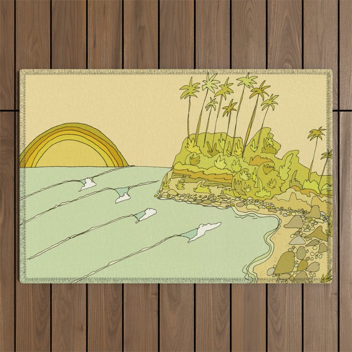 california surf view swamis // retro surf art by surfy birdy Outdoor Rug Gallery Image 1