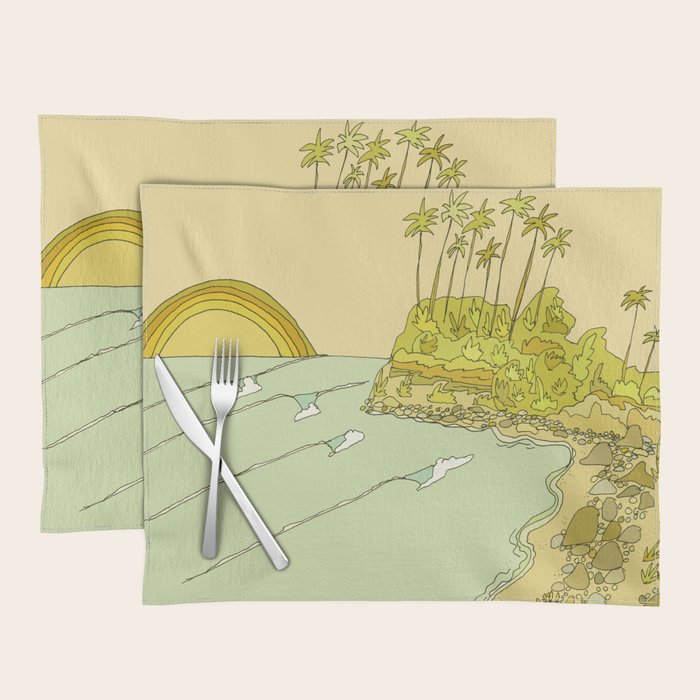 california surf view swamis // retro surf art by surfy birdy Placemat Gallery Image 1