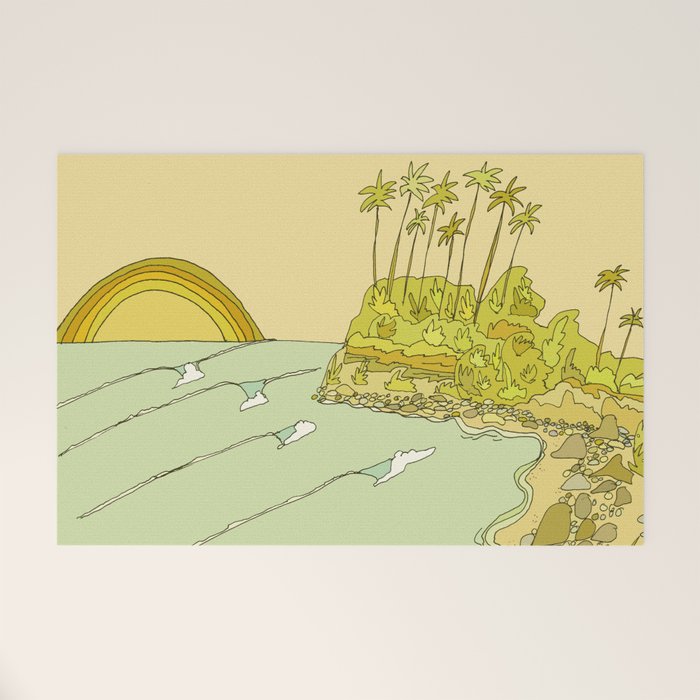 california surf view swamis // retro surf art by surfy birdy Welcome Mat Gallery Image 1