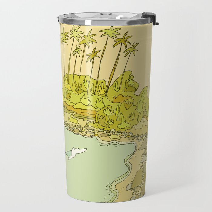 california surf view swamis // retro surf art by surfy birdy Travel Mug Gallery Image 2