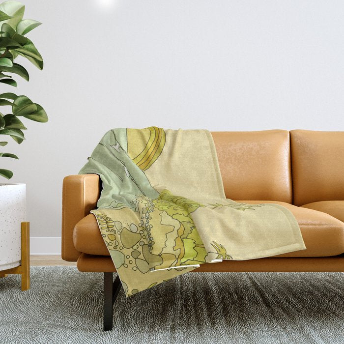 california surf view swamis // retro surf art by surfy birdy Throw Blanket Gallery Image 1