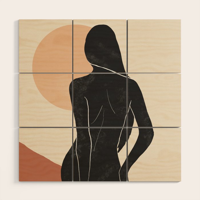 Minimal Abstract Art Nude Woman Wood Wall Art Gallery Image 1