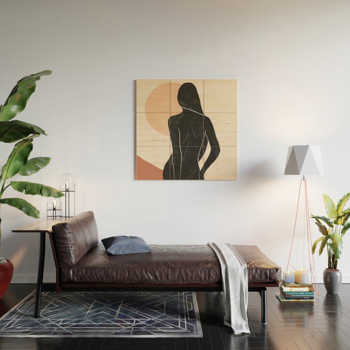 Minimal Abstract Art Nude Woman Wood Wall Art Gallery Image 2
