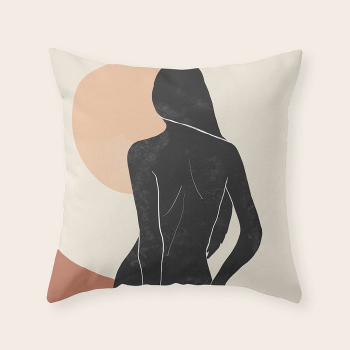 Minimal Abstract Art Nude Woman Throw Pillow Gallery Image 6