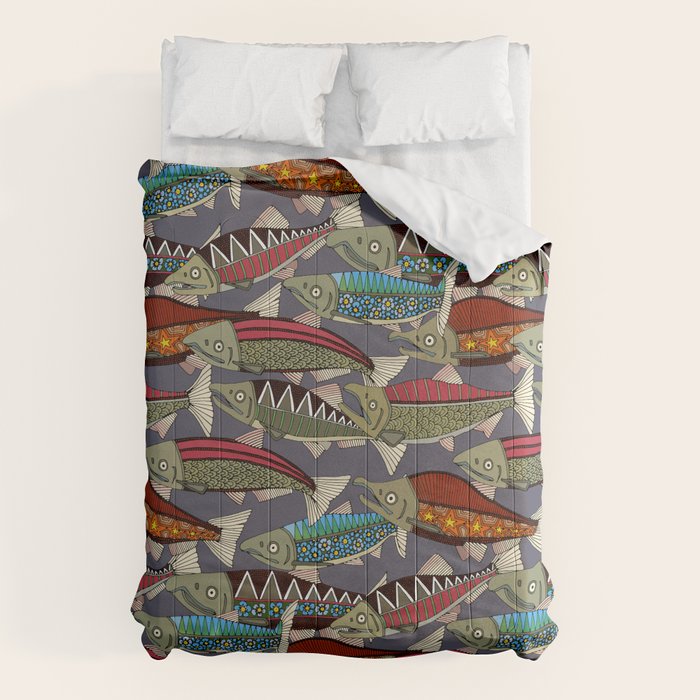 Alaskan salmon dusk Comforter Gallery Image 6