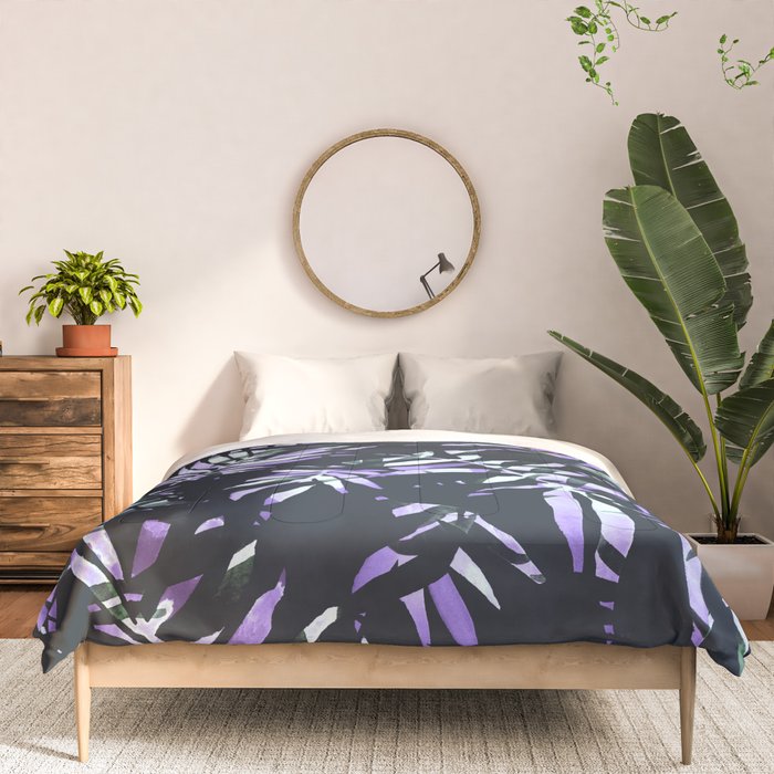 Dark abstract tropical leaves D1 Comforter Gallery Image 3