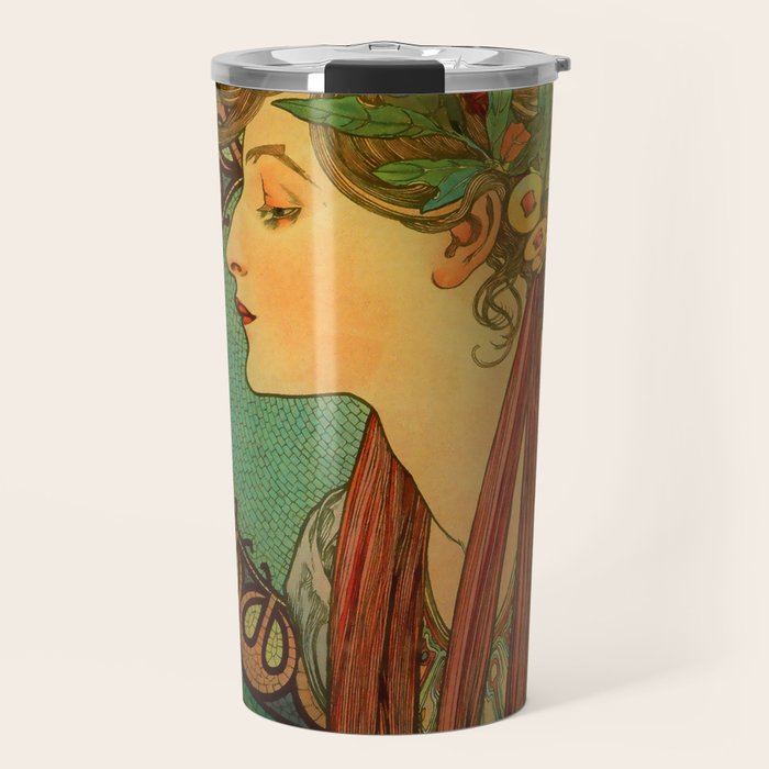 Alphonse Mucha "Laurel" Travel Mug Gallery Image 1